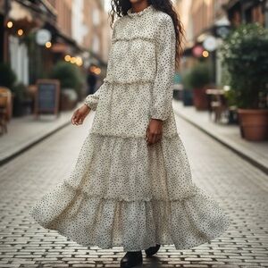 Girls Lace Cream Dress Tulle 10 Special Occasion Wedding Formal Polka Dot Tiered